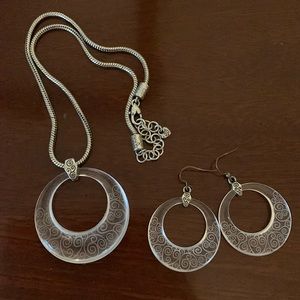 Clear Brighton necklace with hoop earrings. Very versatile, spring/summer